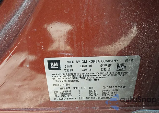 KL4MMDSL1LB109252: 44221413