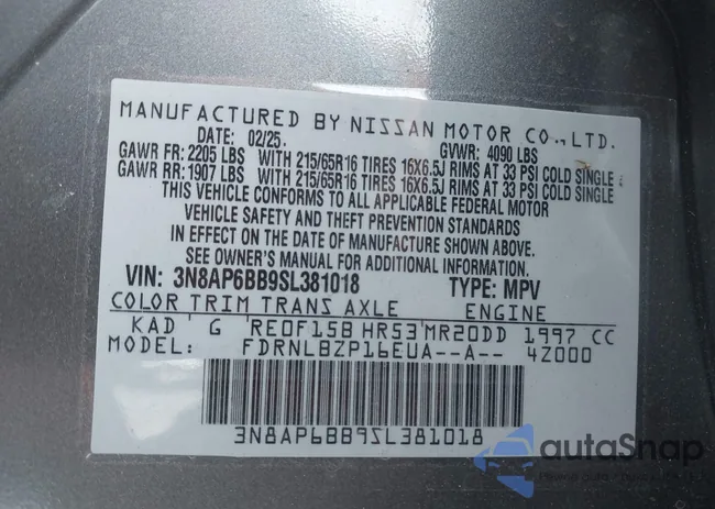 3N8AP6BB9SL381018: 44221504