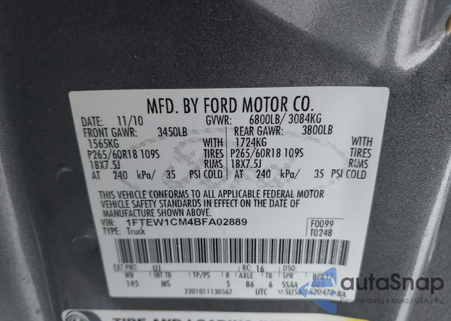 1FTEW1CM4BFA02889: 44221576