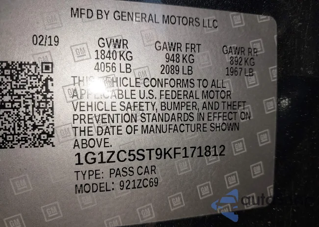 1G1ZC5ST9KF171812: 44221619