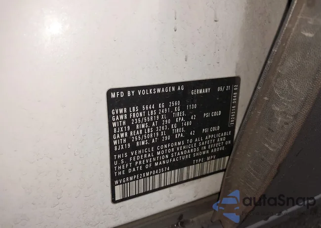 WVGRMPE2XMP043574: 44221646