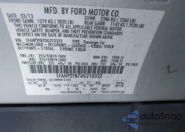 1FAHP2F87DG210332: 44221761