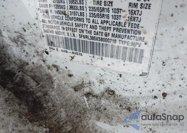 5FNRL386X5B000718: 44221773