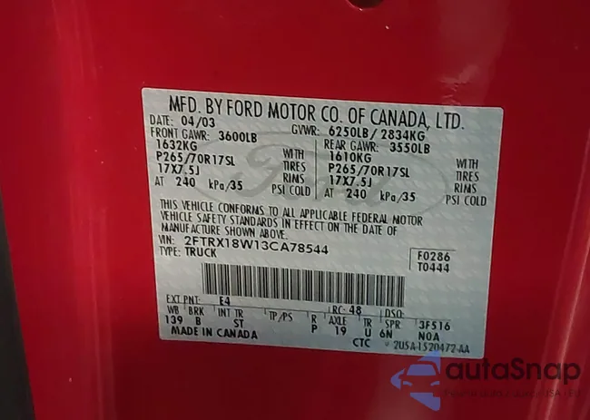 2FTRX18W13CA78544: 44221889