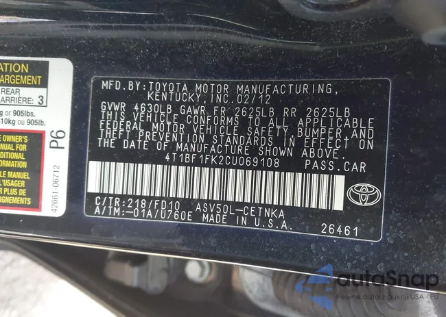 4T1BF1FK2CU069108: 44221926