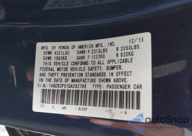 1HGCR2F51GA092789: 44220960