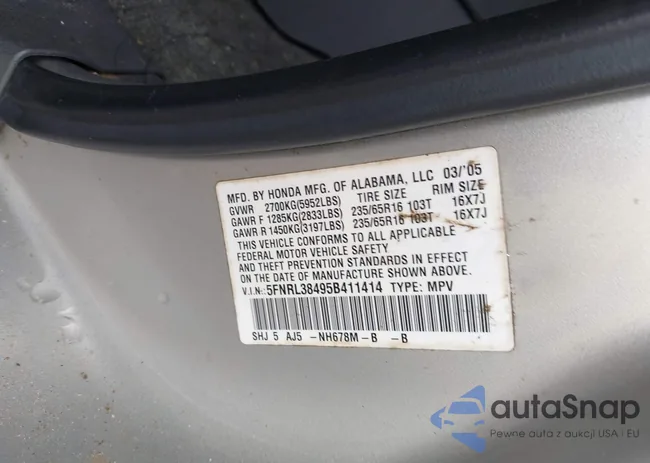 5FNRL38495B411414: 44221009