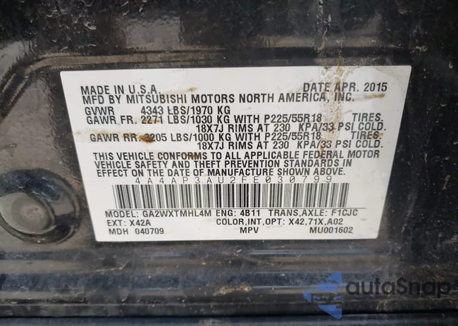 4A4AP3AU2FE030799: 44221022