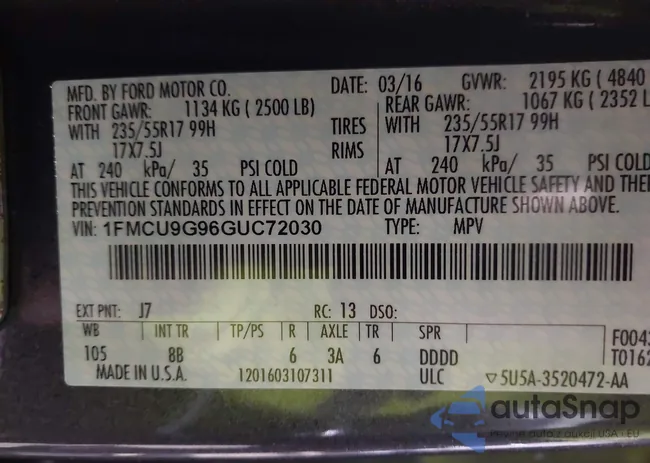 1FMCU9G96GUC72030: 44221080