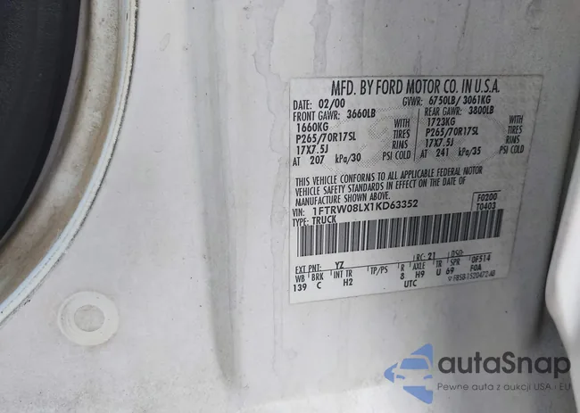 1FTRW08LX1KD63352: 44221119