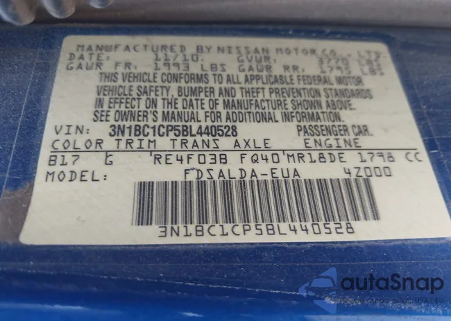 3N1BC1CP5BL440528: 44221122