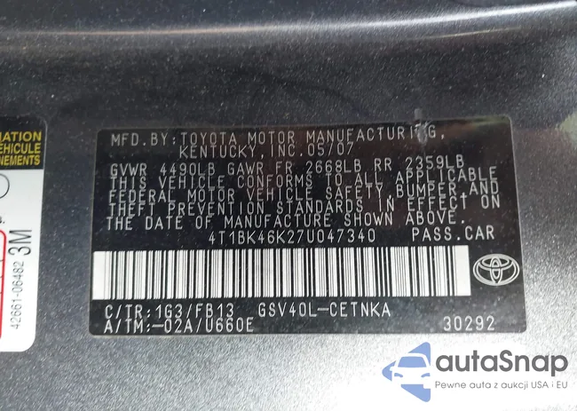 4T1BK46K27U047340: 44221194