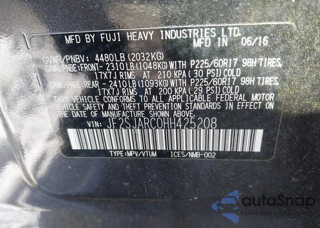 JF2SJARC0HH425208: 44221204