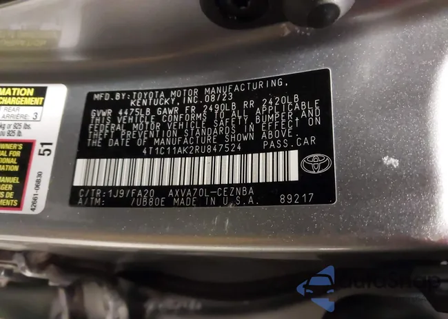 4T1C11AK2RU847524: 44221249