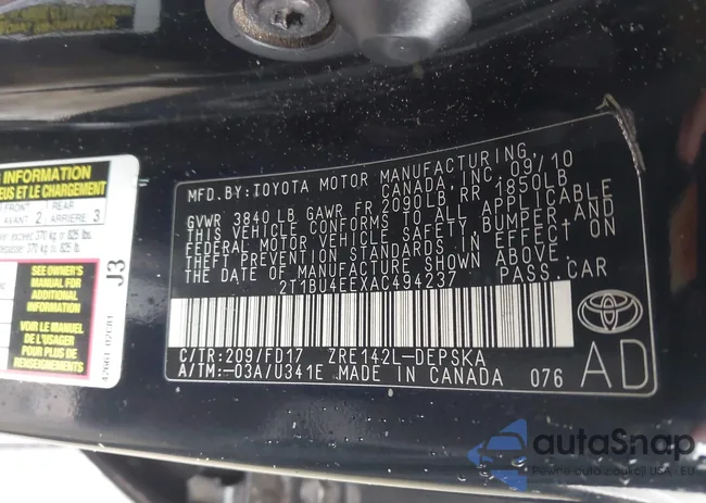 2T1BU4EEXAC494237: 44222476