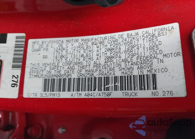 3TMMU52N88M006505: 44222509