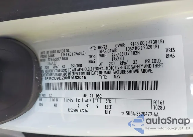 1FMCU9BZ8NUA62016: 44222605