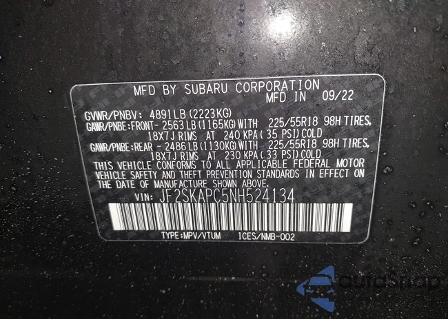 JF2SKAPC5NH524134: 44222607