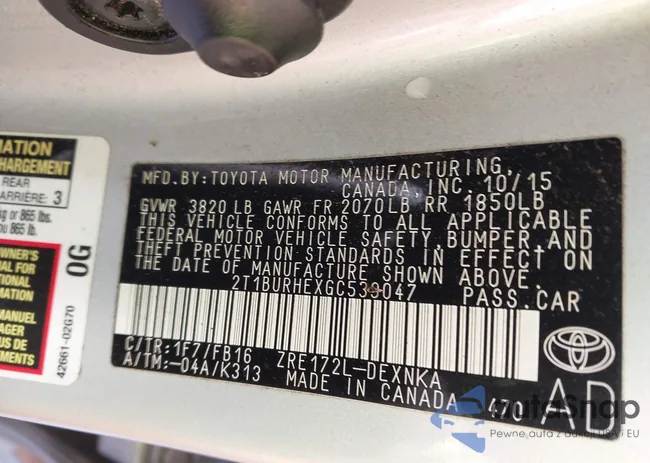 2T1BURHEXGC539047: 44222740