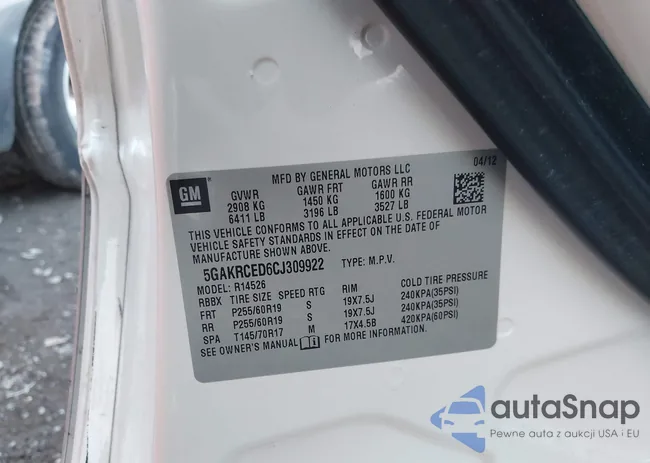 5GAKRCED6CJ309922: 44222777