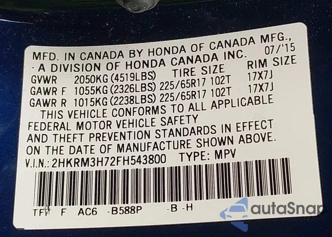 2HKRM3H72FH543800: 44222884