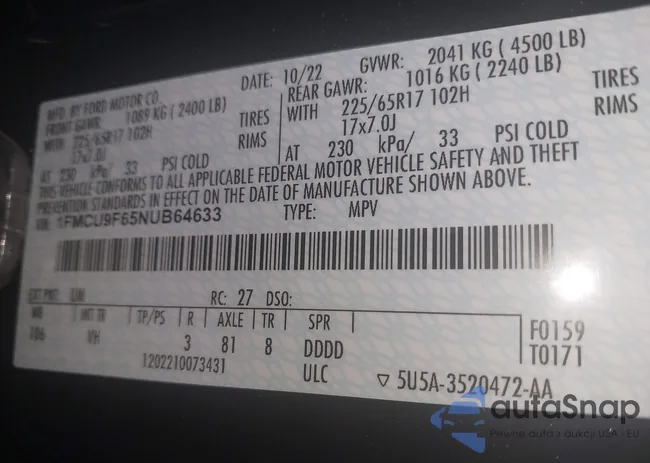 1FMCU9F65NUB64633: 44222893