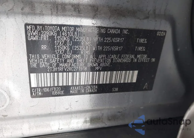 2T3H1RFV2RC271918: 44222932