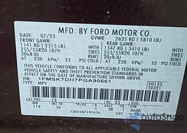 1FMSK7DH7PGA90661: 44222007