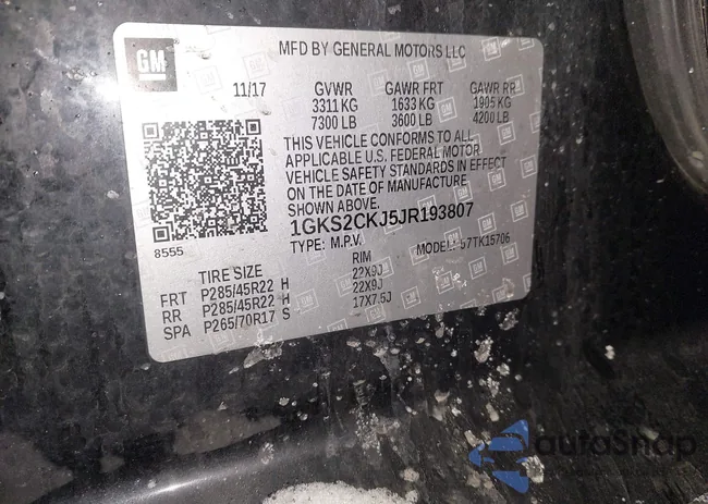 1GKS2CKJ5JR193807: 44222020