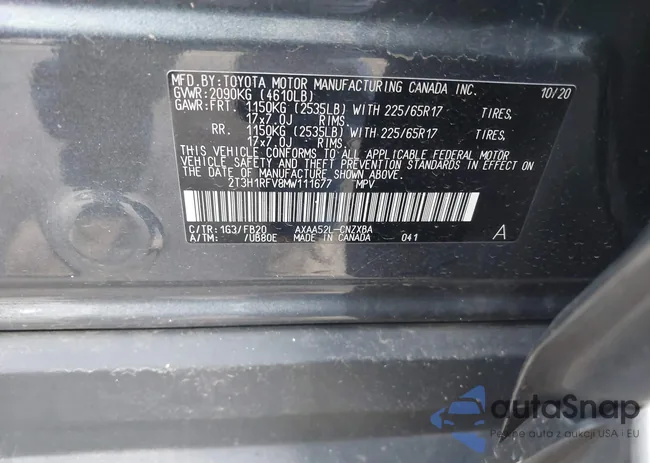 2T3H1RFV8MW111677: 44222209