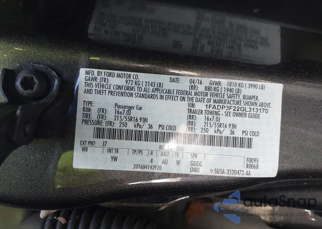 1FADP3F22GL313170: 44223375