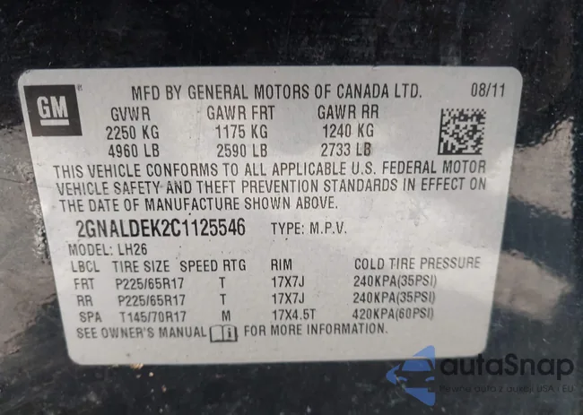 2GNALDEK2C1125546: 44223445