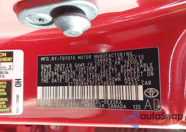 2T1BURHE5FC419686: 44222957