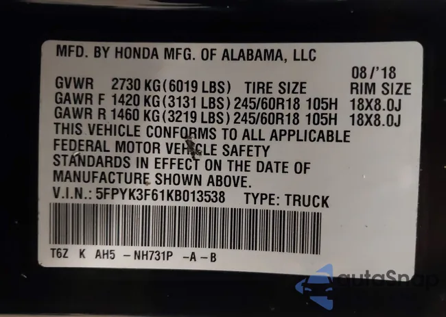 5FPYK3F61KB013538: 44223068