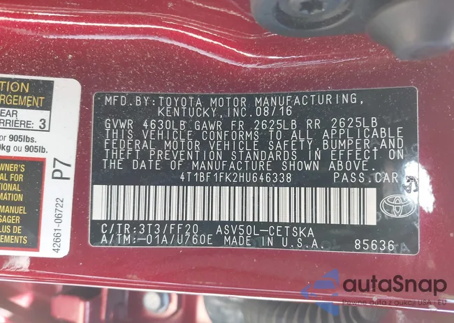 4T1BF1FK2HU646338: 44223083