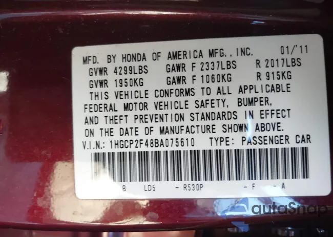 1HGCP2F48BA075610: 44223118