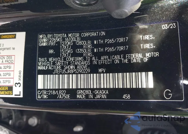 JTEFU5JR8P5290229: 44223189