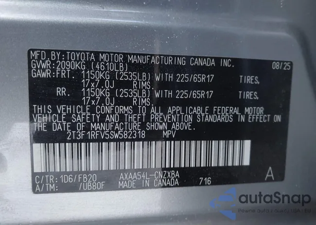 2T3F1RFV5SW582318: 44223268