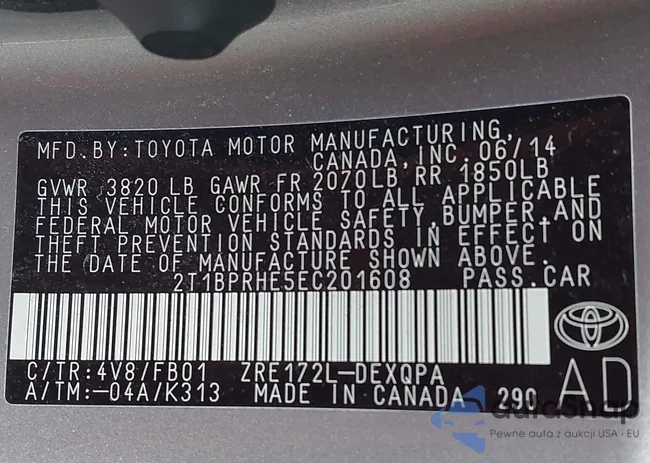 2T1BPRHE5EC201608: 44224437