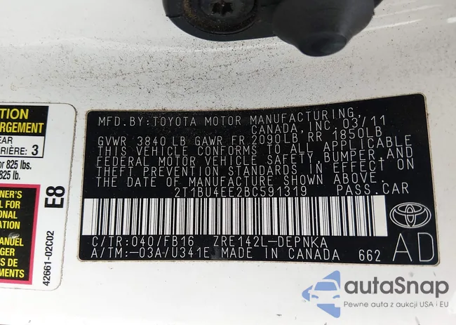 2T1BU4EE2BC591319: 44224007