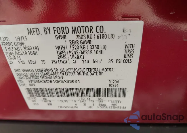 1FM5K8D81GGA83661: 44224061