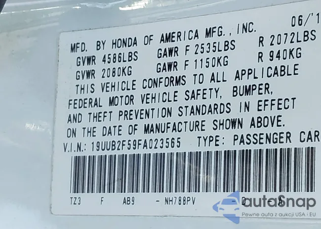 19UUB2F59FA023565: 44224091