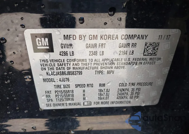 KL4CJASB6JB583799: 44224109