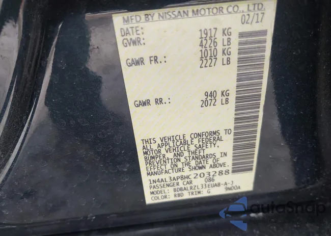 1N4AL3AP8HC203288: 44224113