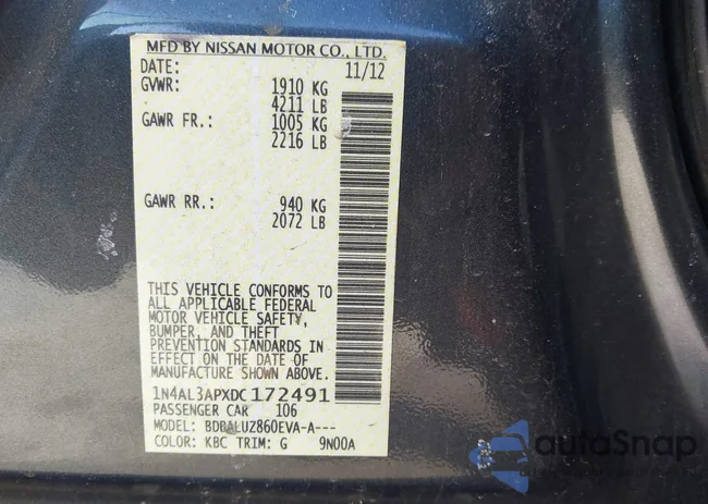 1N4AL3APXDC172491: 44224252