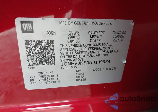 1GNEVJKS3RJ149934: 44224346