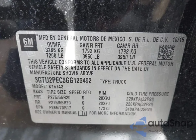 3GTU2PEC5GG125492: 44224356