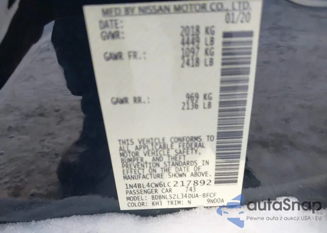 1N4BL4CW6LC217892: 44225544