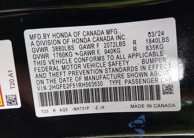 2HGFE2F51RH563630: 44225597