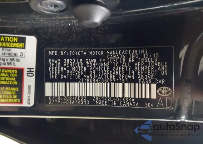 2T1BURHE0GC571151: 44225812